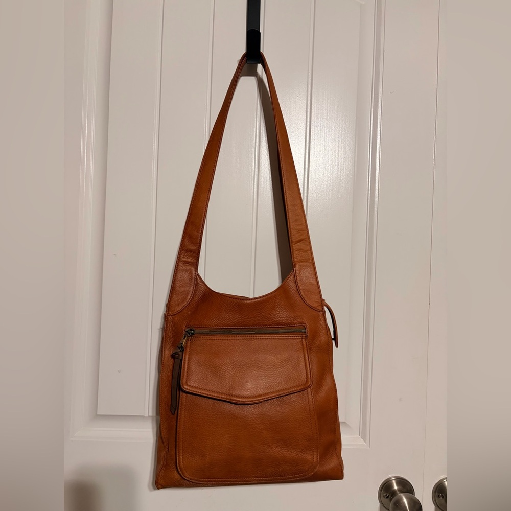 Vintage Fossil Tan Leather Shoulder Bag